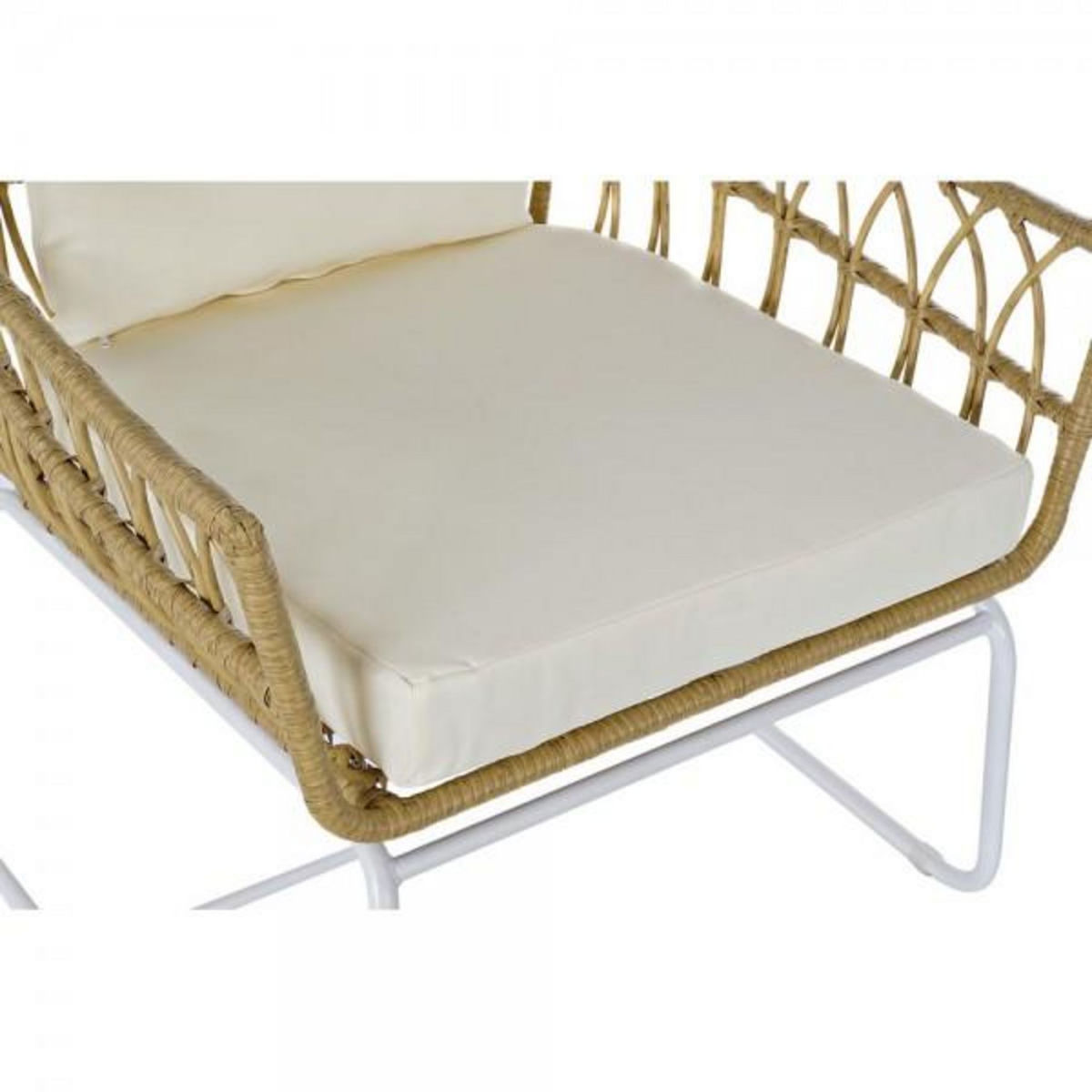 MARKET24 Chaise de jardin DKD Home Decor Marron Métal rotin synthétique Blanc (76 x 74 x 77 cm)