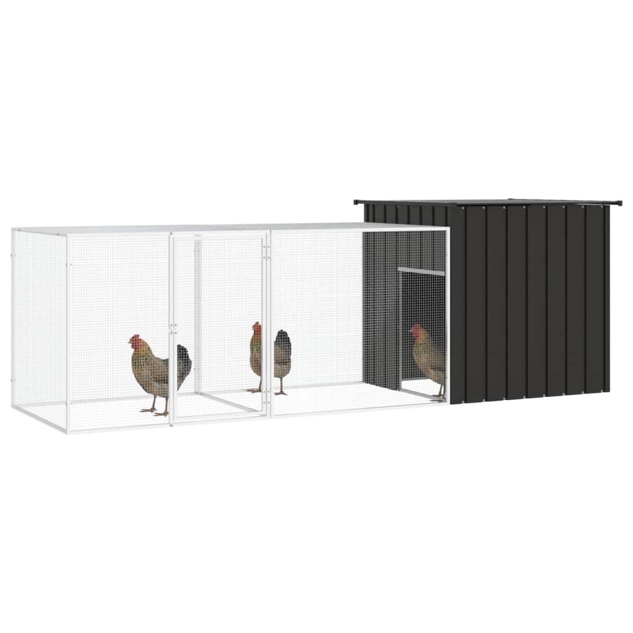 Voir la diapositive 2 : VIDAXL Poulailler Anthracite 300x91x100 cm Acier galvanise