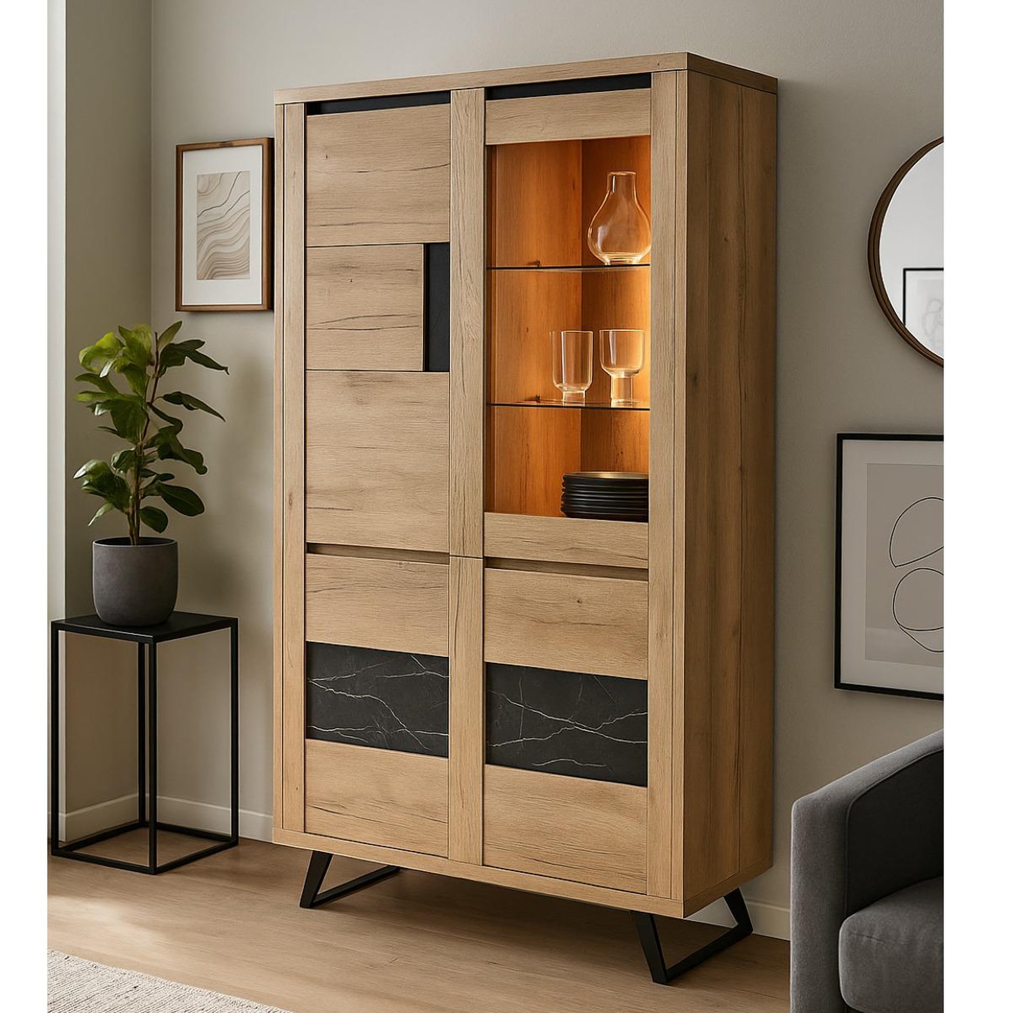 Voir la diapositive 2 : JLC KREATION Vitrine contemporaine bois effet céramique horace