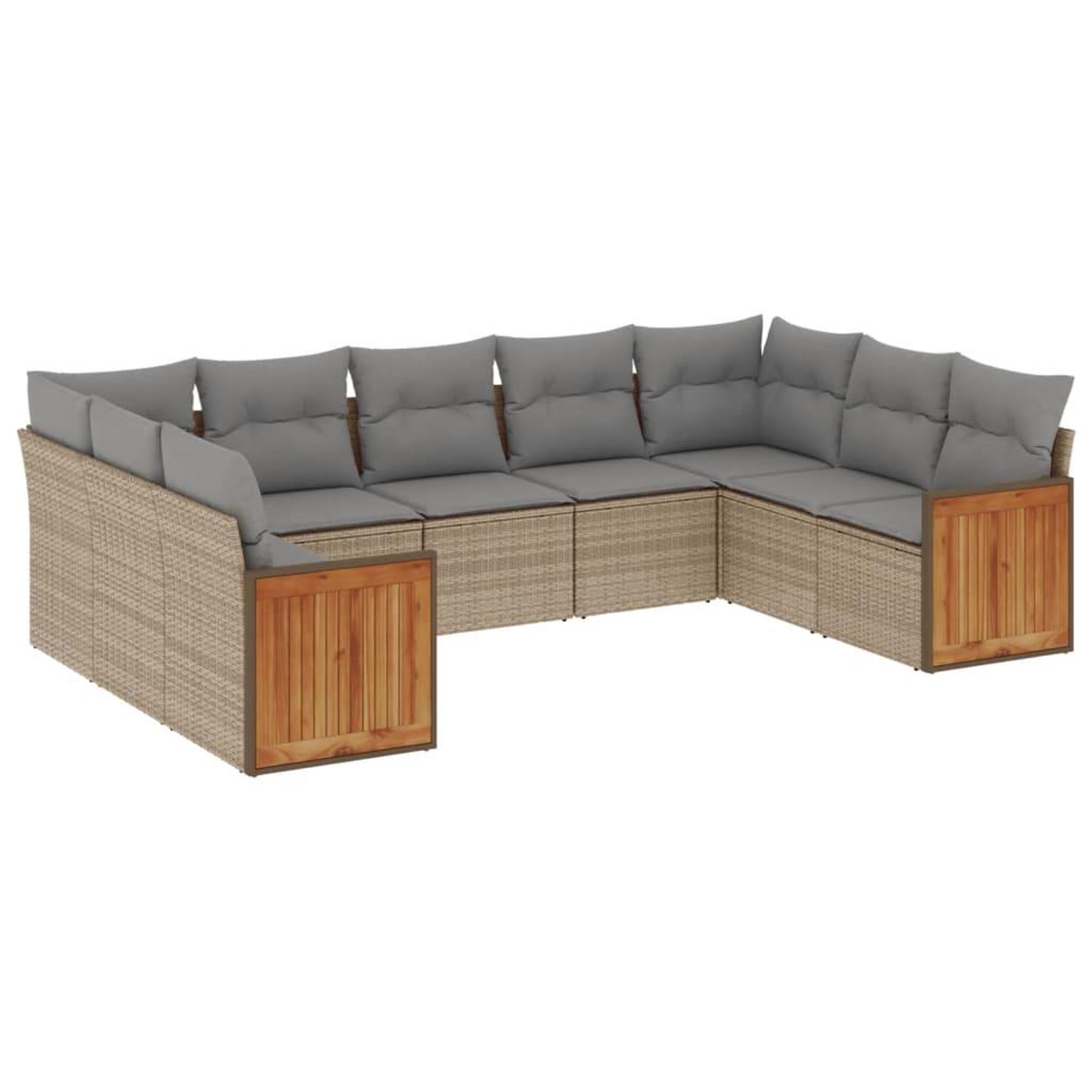 Voir la diapositive 2 : VIDAXL Salon de jardin avec coussins 9 pcs beige resine tressee