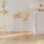 Voir la diapositive 2 : MAISON PAVANE Chaise de bar en rotin, coussin en tissu et pieds en métal beige 71 cm-Chiloé