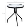 Voir la diapositive 3 : OUTSUNNY Table basse ronde bistro de jardin dim. Ø 50 x 55H cm piètement trépied métal époxy noir plateau verre trempé