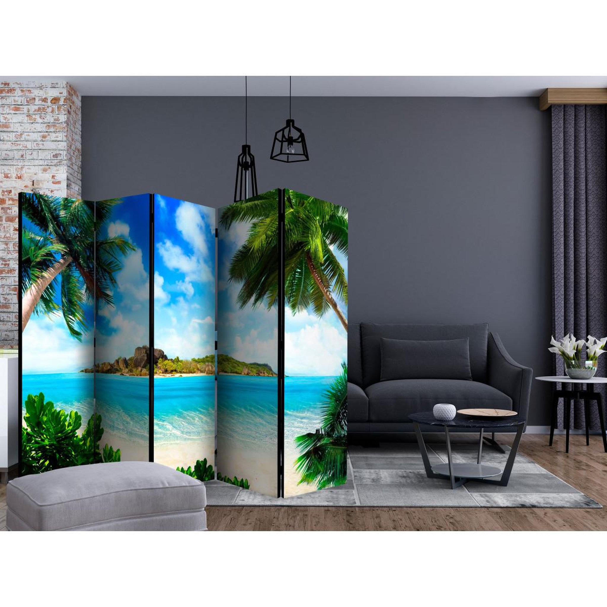 Voir la diapositive 2 : Paris Prix Paravent 5 volets  magical coast  172x225cm