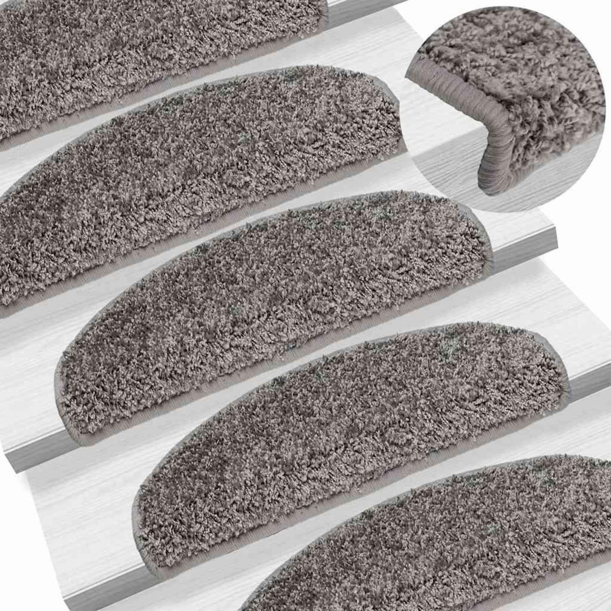 VIDAXL Tapis d'escalier 20 pcs gris 65x21x4 cm