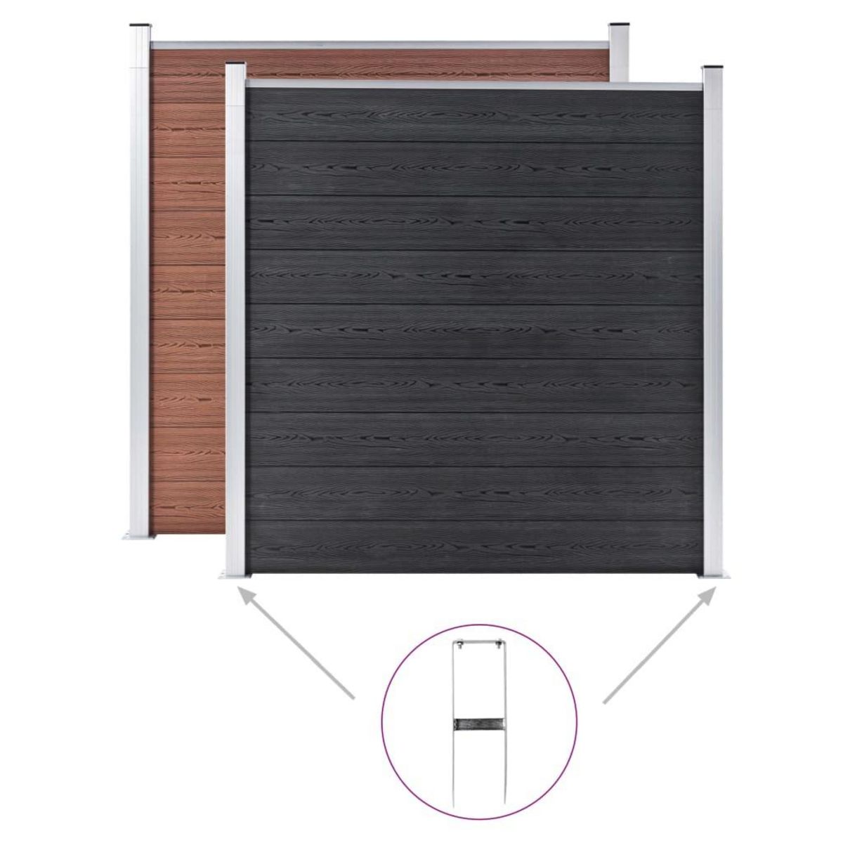 VIDAXL Piquets de cloture de sol 2 pcs pour cloture en WPC Acier 40 cm