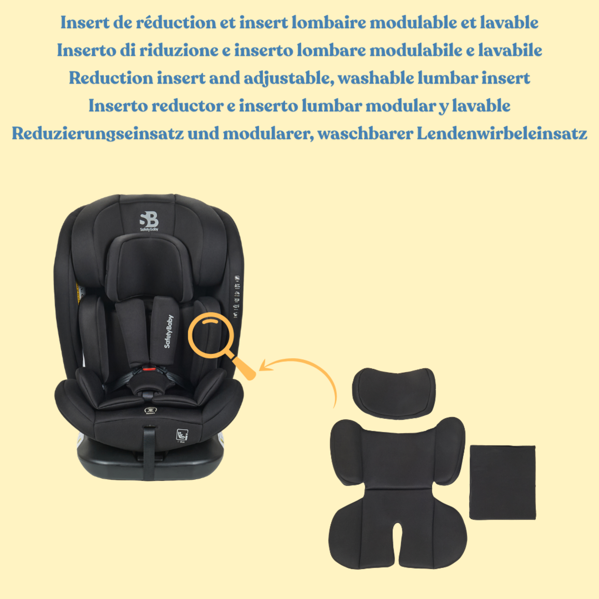 NANIA Safety baby - Siège auto Xenon Pivotant 360° I-Size 40-150 cm - Evolutif dès la naissance jusqu'à 12 ans environ - Groupe 0+/1/2/3 - Fixations isofix - Protections latérales