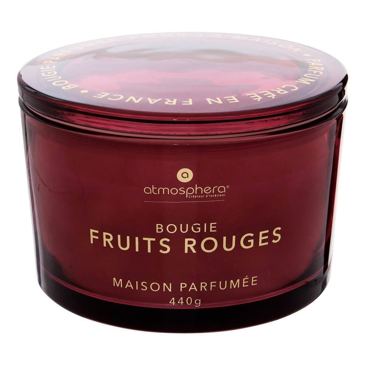 ATMOSPHERA Bougie Parfumée en Verre  Glowy  440g Fruits Rouges