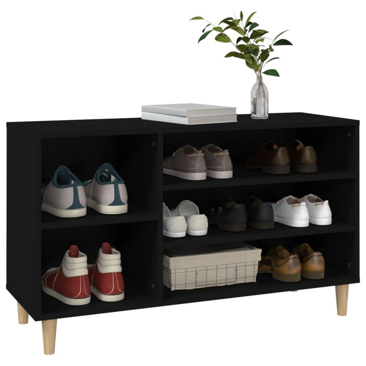 VIDAXL Armoire a chaussures Noir 102x36x60 cm Bois d'ingenierie