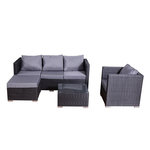 CONCEPT USINE Salon de jardin 6 places en résine tressée noir et gris NEVALA