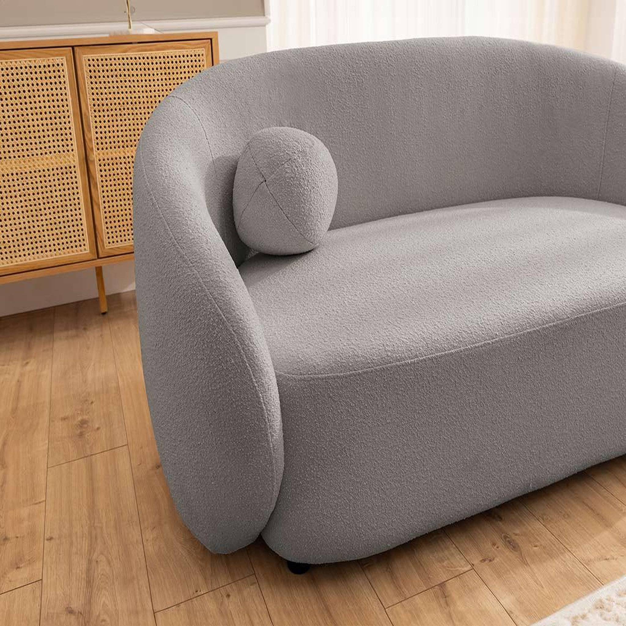 Voir la diapositive 6 : BEST MOBILIER Flore - canapé droit 2 places en tissu bouclette