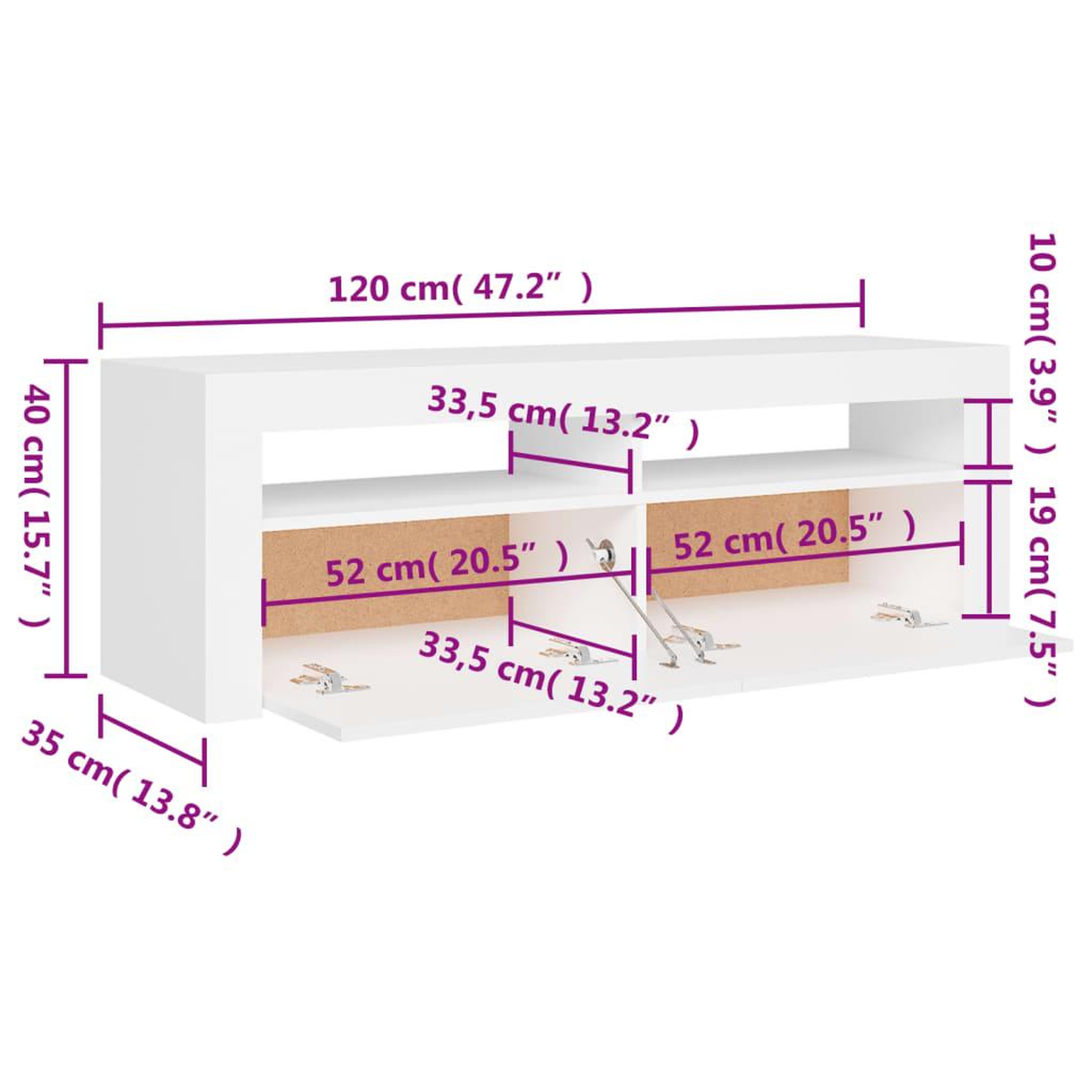 Voir la diapositive 6 : VIDAXL Meuble TV avec lumieres LED blanc 120x35x40 cm