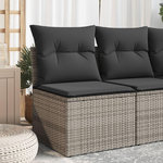 VIDAXL Canape de jardin sans accoudoirs coussins gris resine tressee