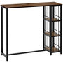 Voir la diapositive 1 : HOMCOM Table de bar 3 étagères style industriel acier noir aspect panneaux aspect bois