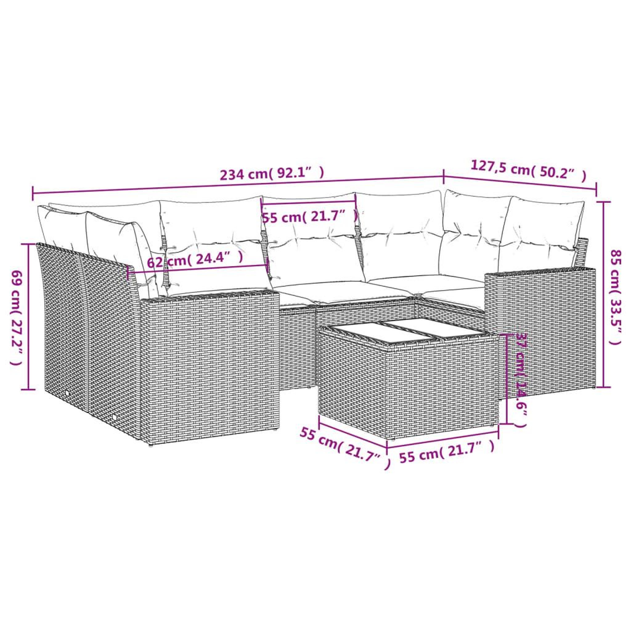 Voir la diapositive 3 : VIDAXL Salon de jardin 7 pcs avec coussins noir resine tressee
