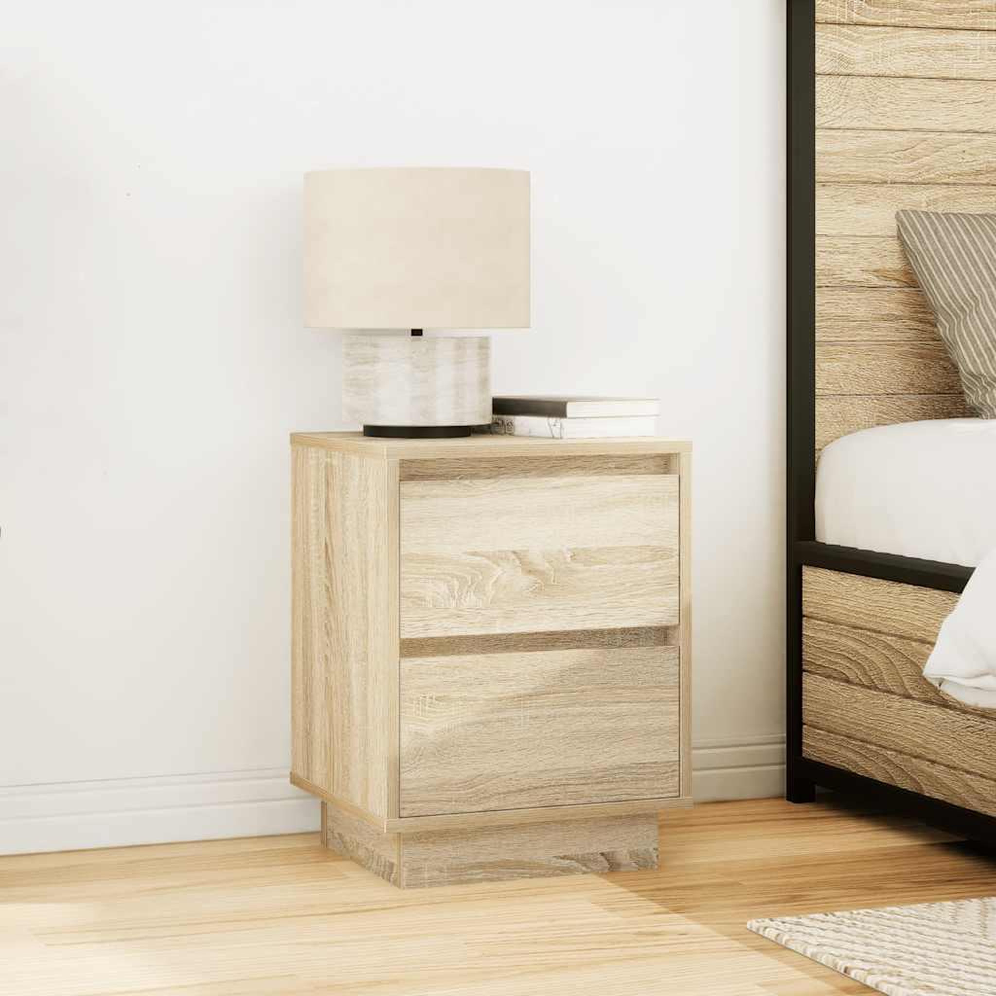 Voir la diapositive 4 : VIDAXL Tables de chevet avec lumieres LED 2pcs chene sonoma 38x34x50cm