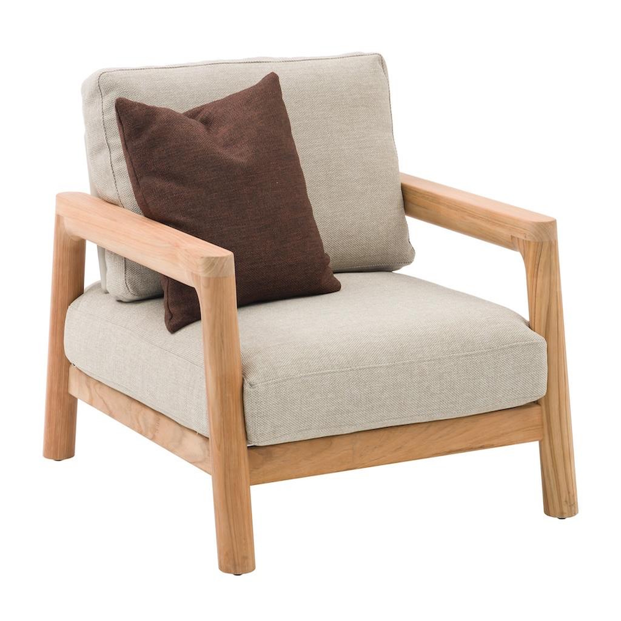 Proloisirs Fauteuil lounge - ECRINS - Aluminium / Teck - Rope ronde - Teck