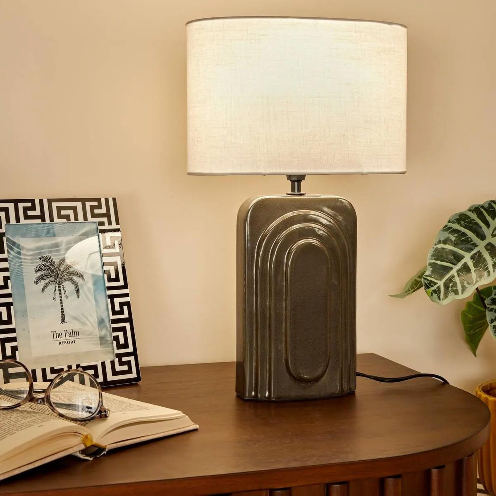 Voir la diapositive 3 : ATMOSPHERA Lampe à poser en céramique  monia  42cm noir