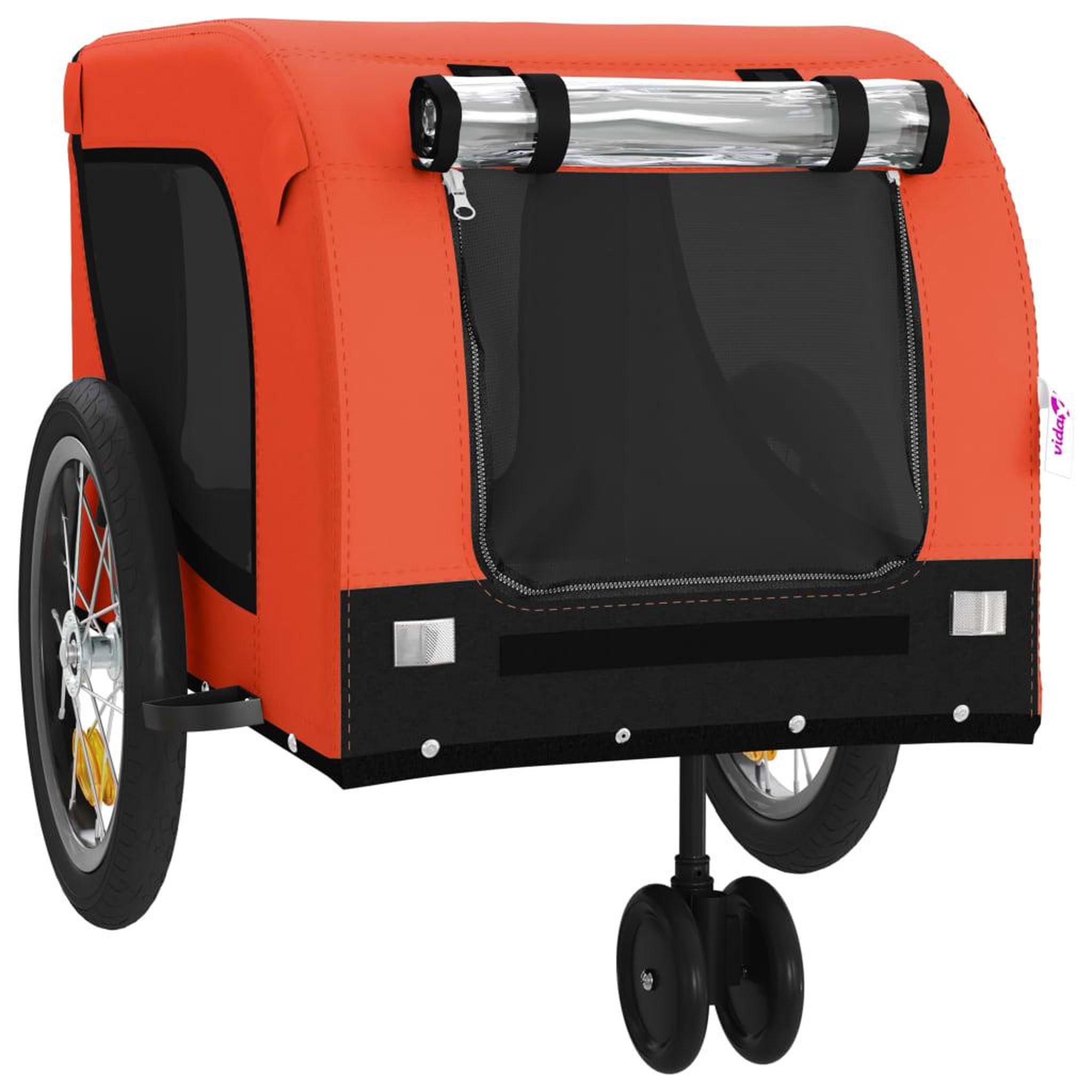 Voir la diapositive 4 : VIDAXL Remorque de velo pour animaux de compagnie orange et noir