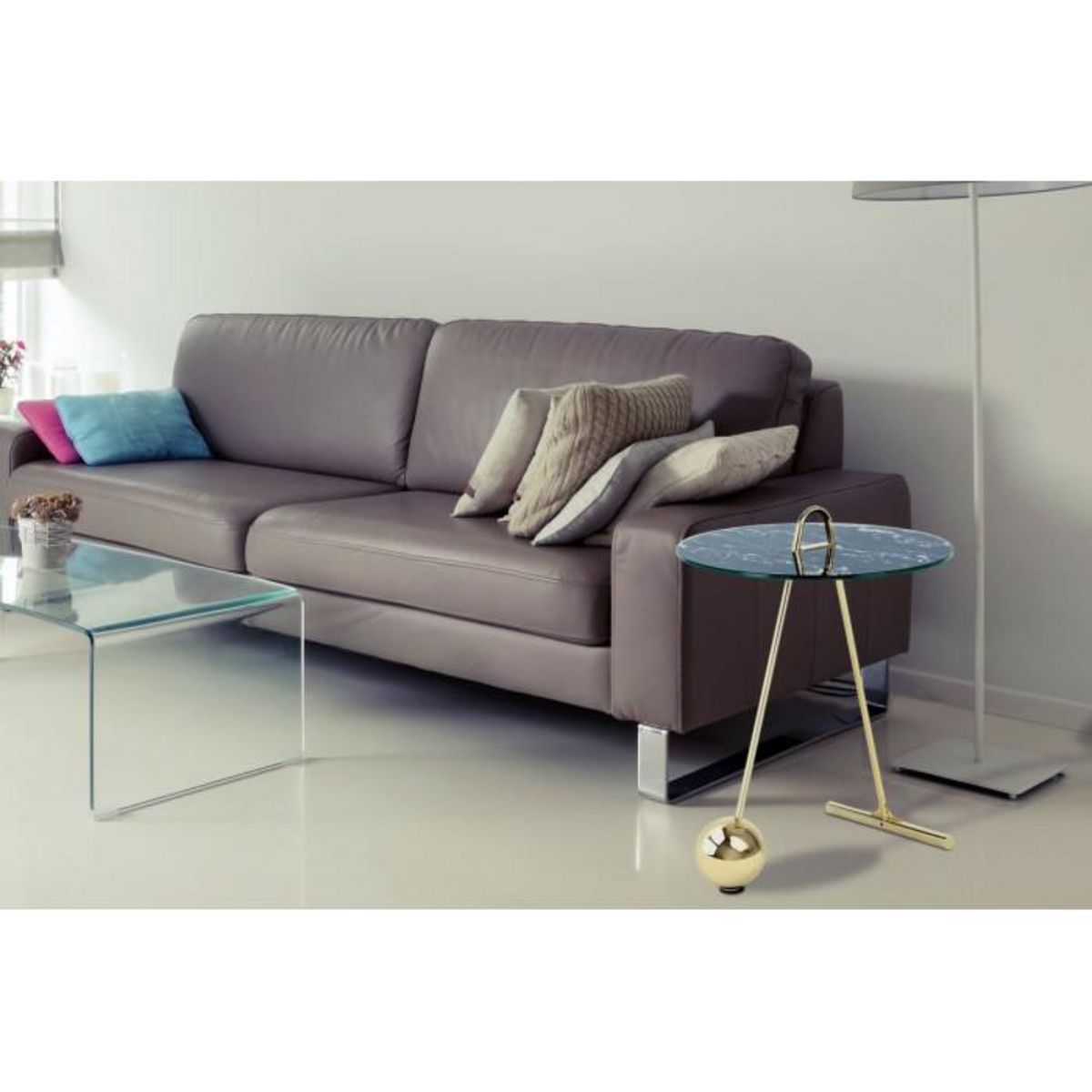 Paris Prix Table d'Appoint Design  Pendule  60cm Or & Noir