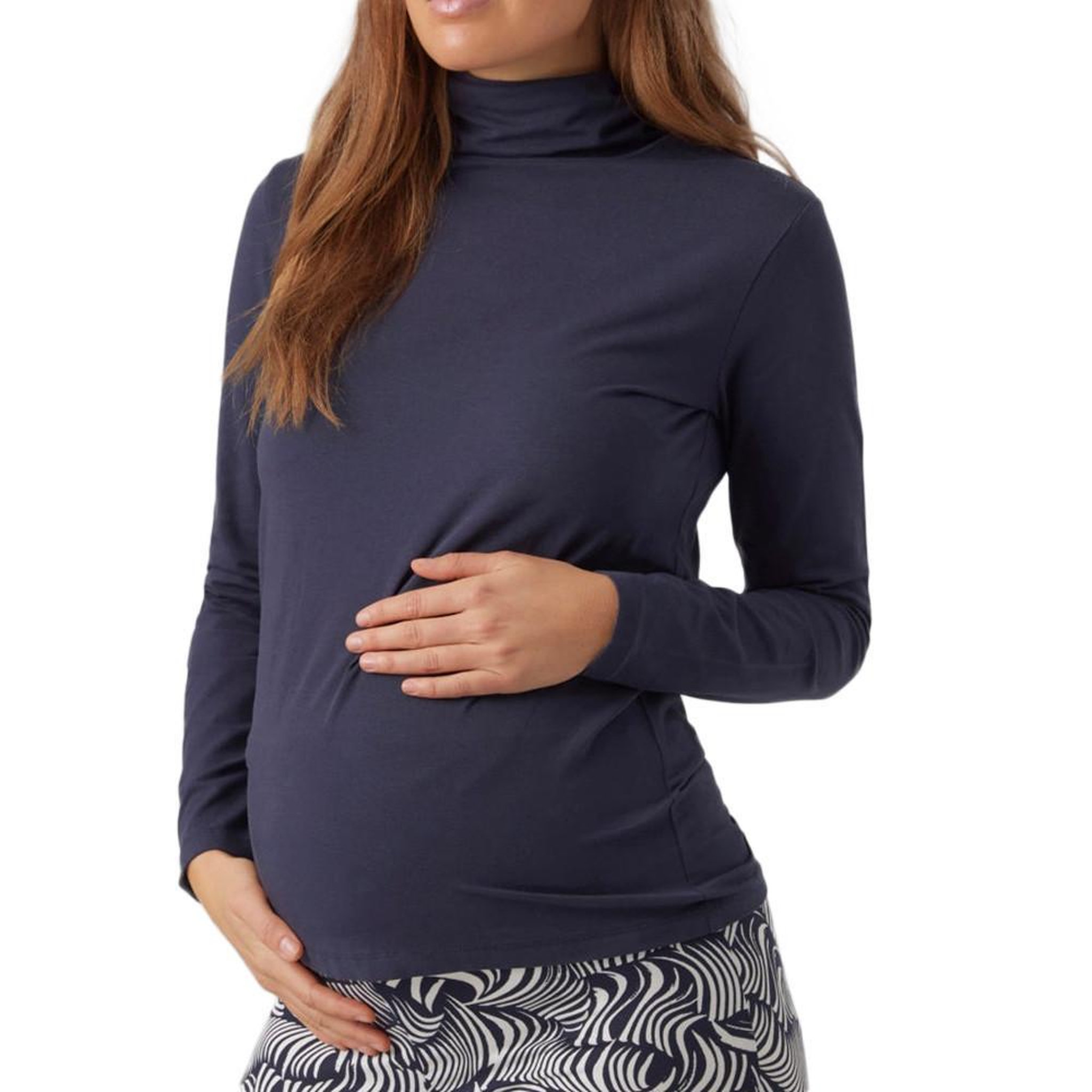 MAMALICIOUS T shirt Manches Longues  Femme Mamalicious Rollneck. Coloris disponibles : Bleu