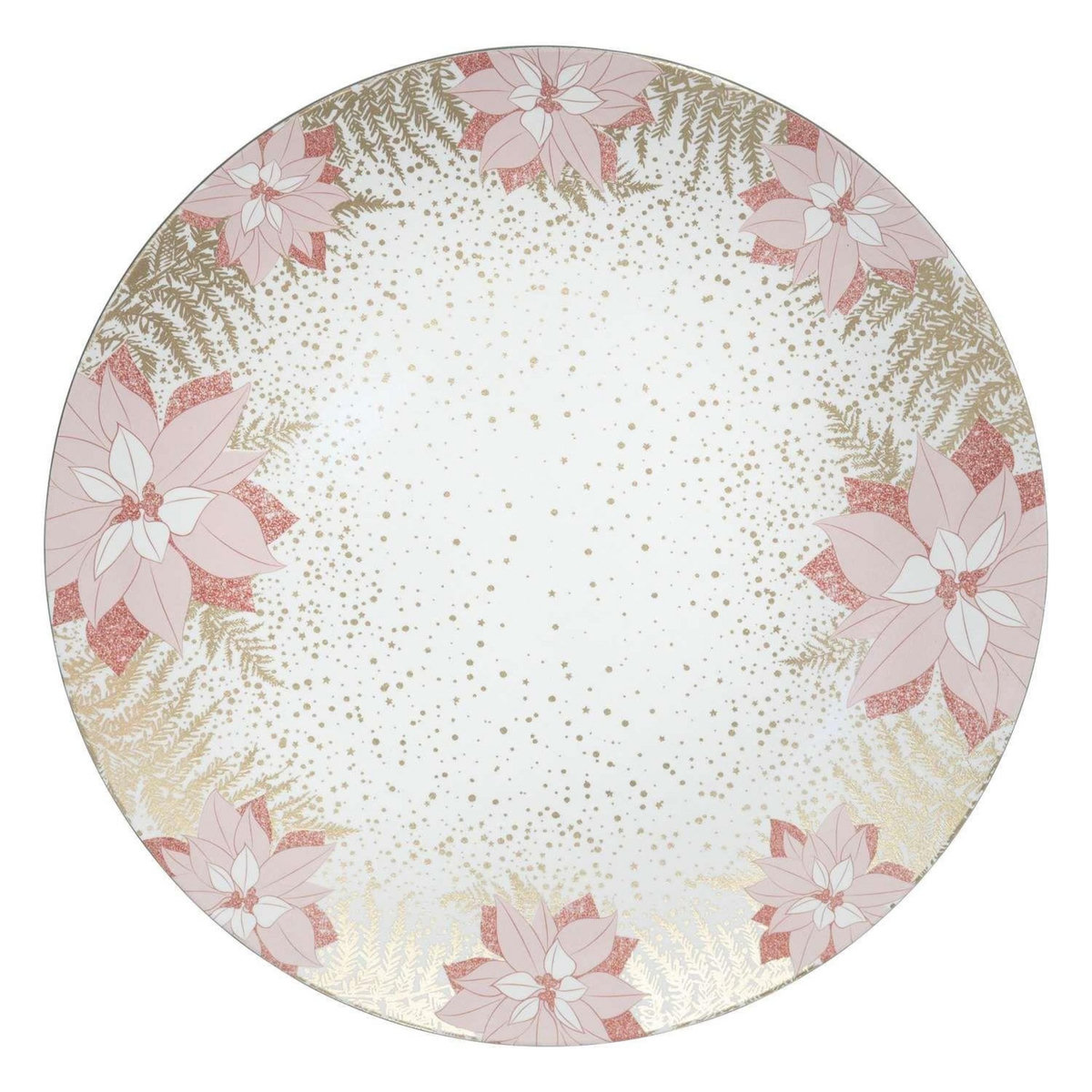 ATMOSPHERA Lot de 12 dessous d'assiette Fleur D.33 cm - Rose et or