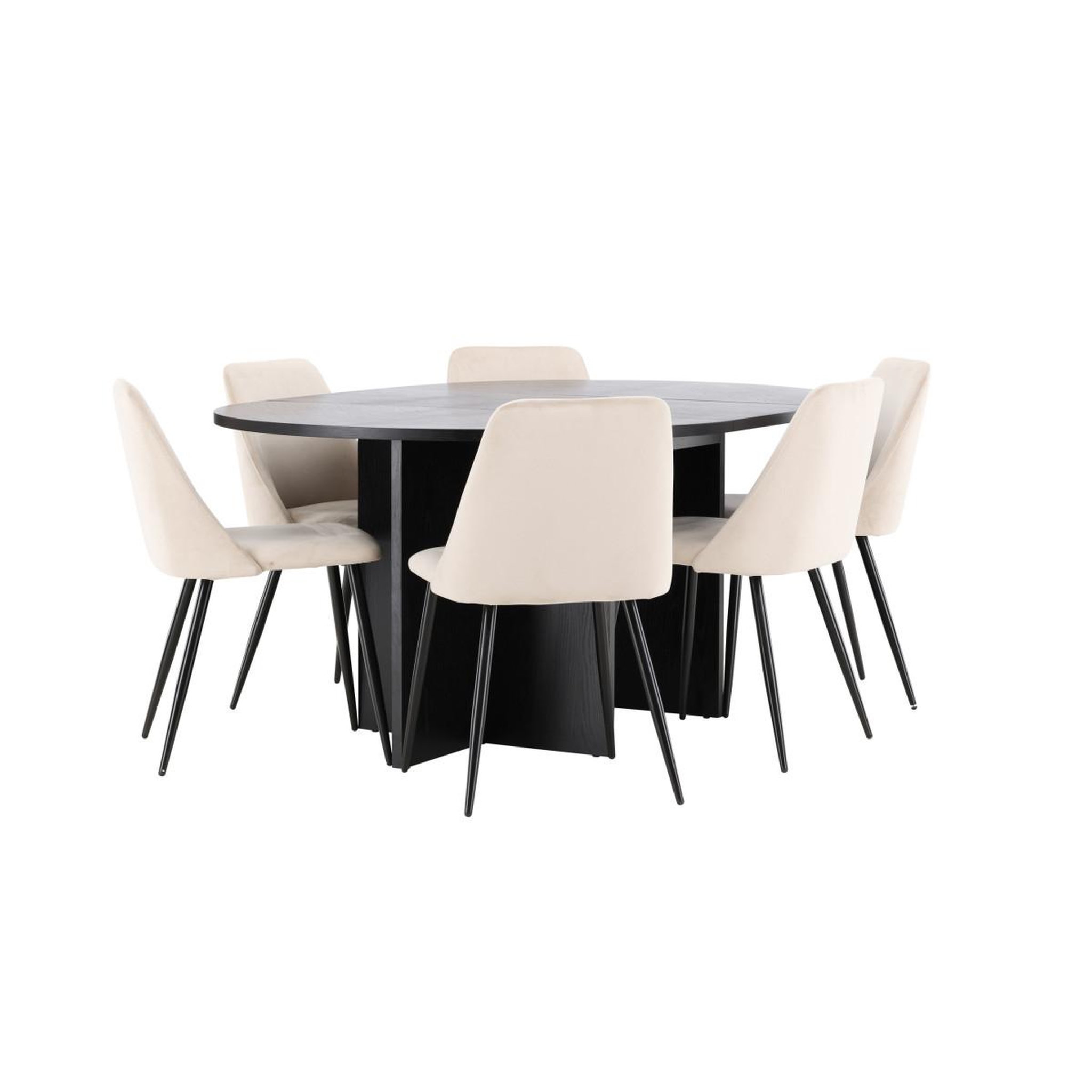 Voir la diapositive 4 : Paris Prix Ensemble table à manger extensible & 6 chaises  strada & night  170cm noir & beige