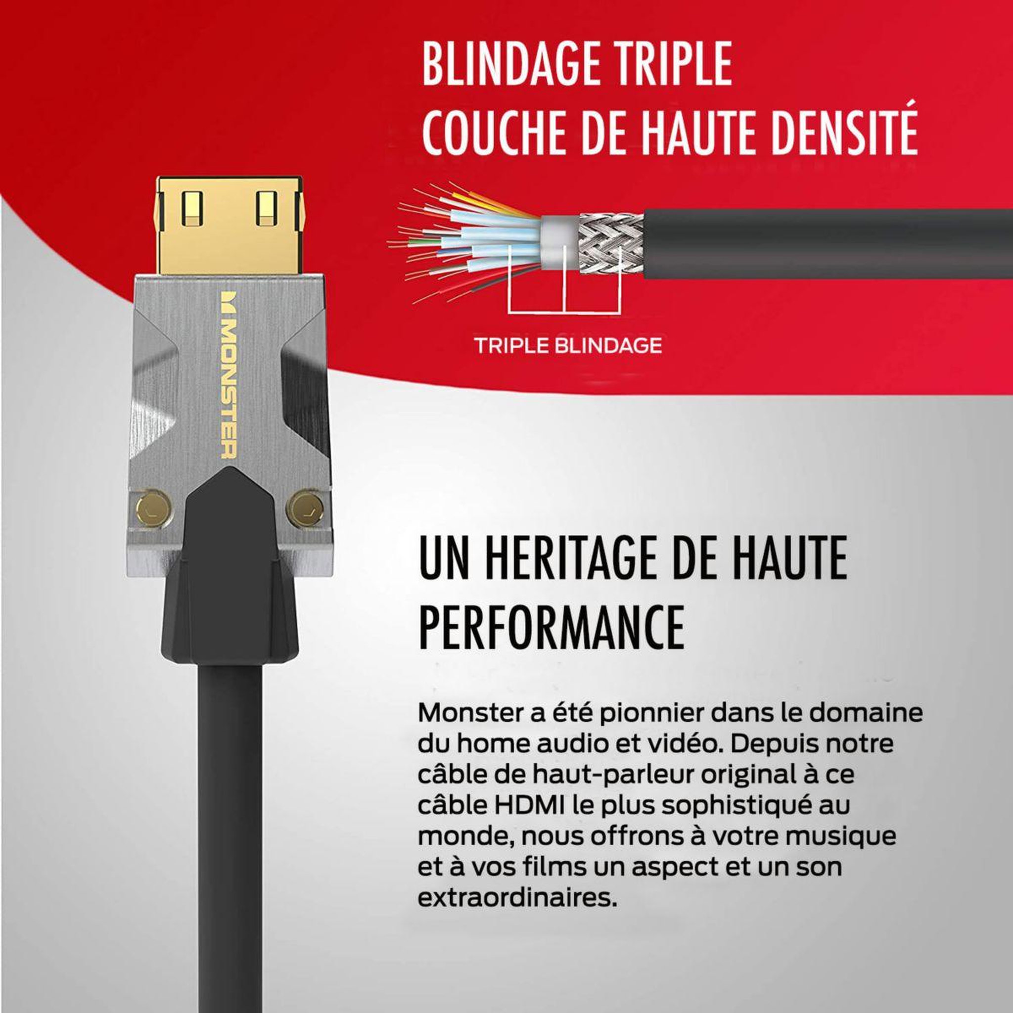 Voir la diapositive 4 : Monster Cable Câble hdmi m1000 uhd 4k hdr 22.5gbps 5m