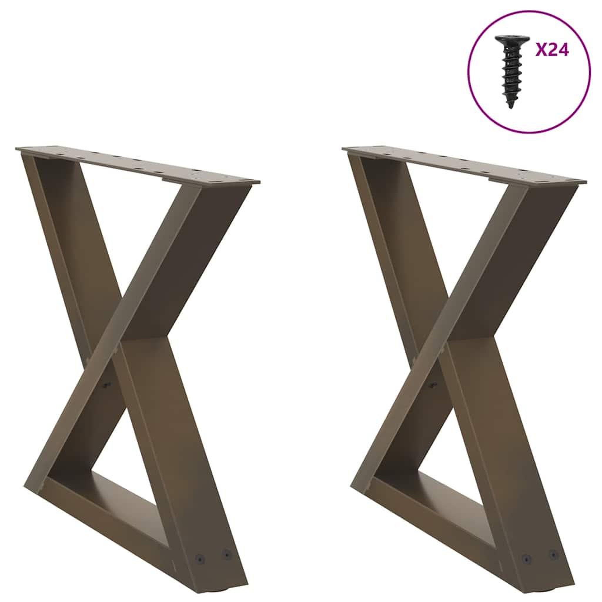 VIDAXL Pieds de table basse 2pcs acier naturel 60x(42-43,3)cm