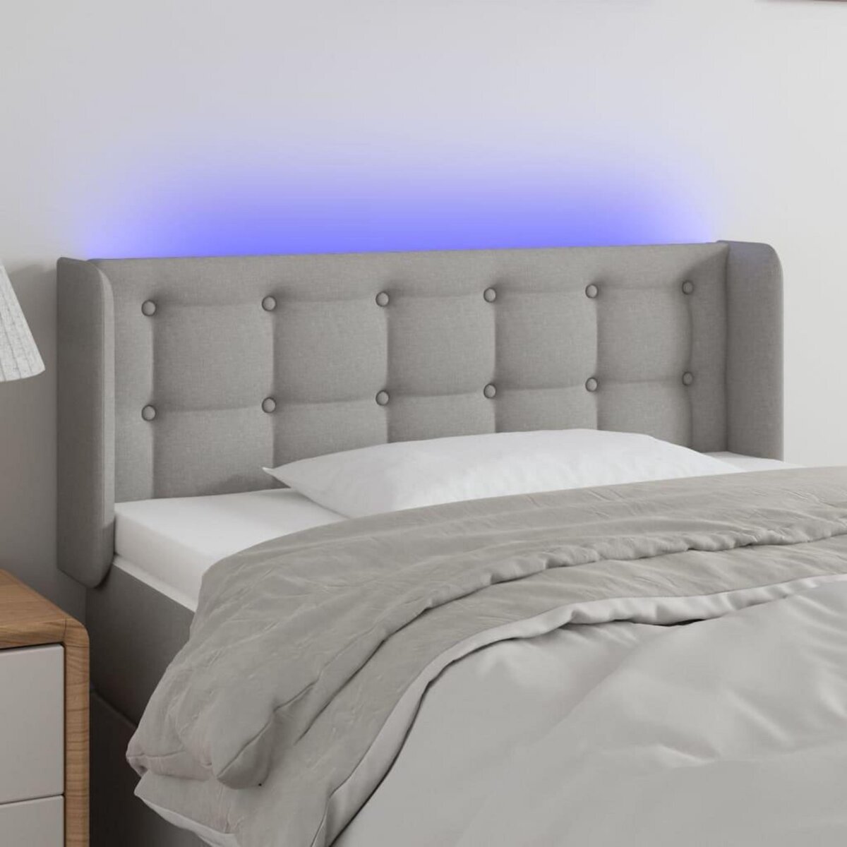 VIDAXL Tete de lit a LED Gris clair 93x16x78/88 cm Tissu
