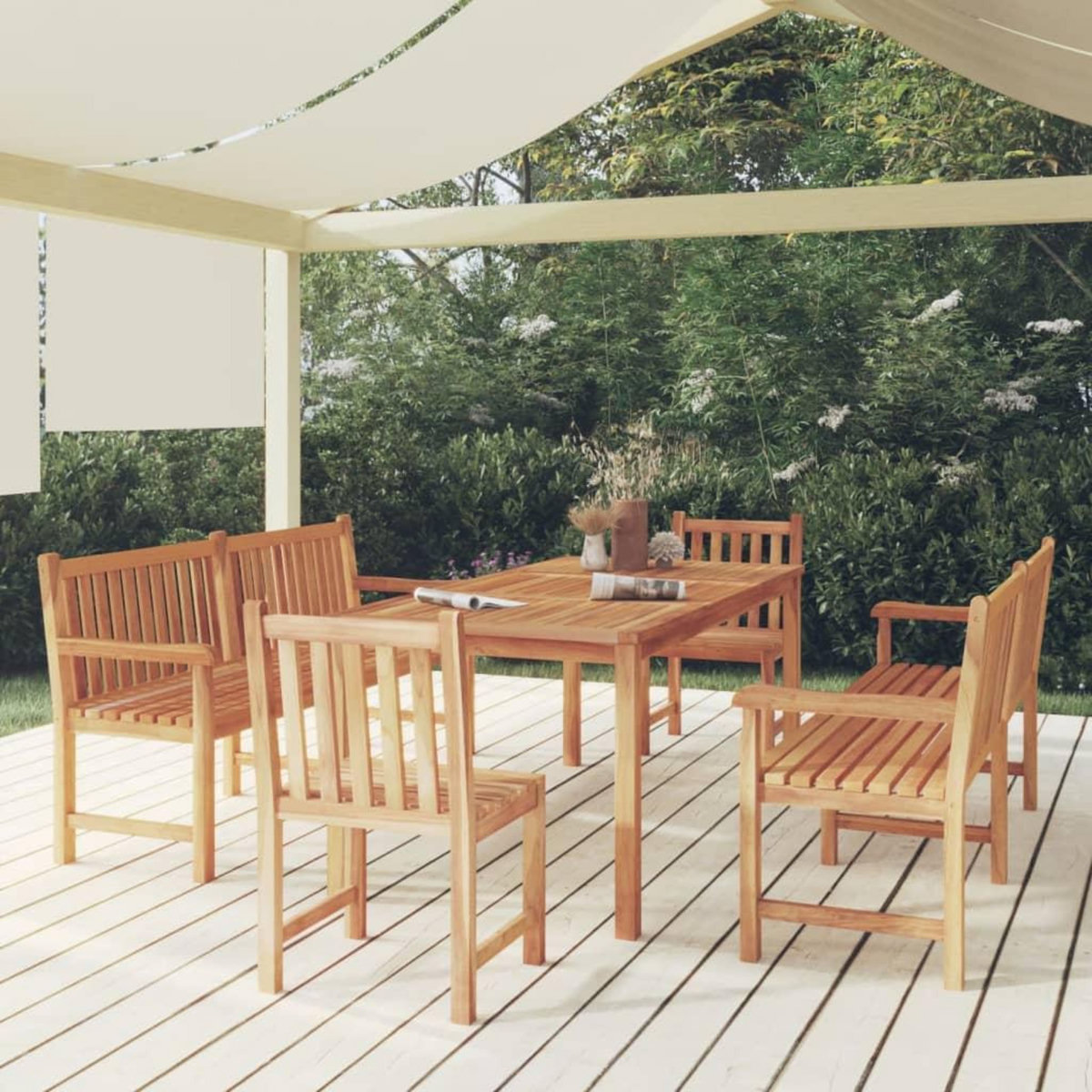 VIDAXL Ensemble a manger de jardin 5pcs Bois de teck massif
