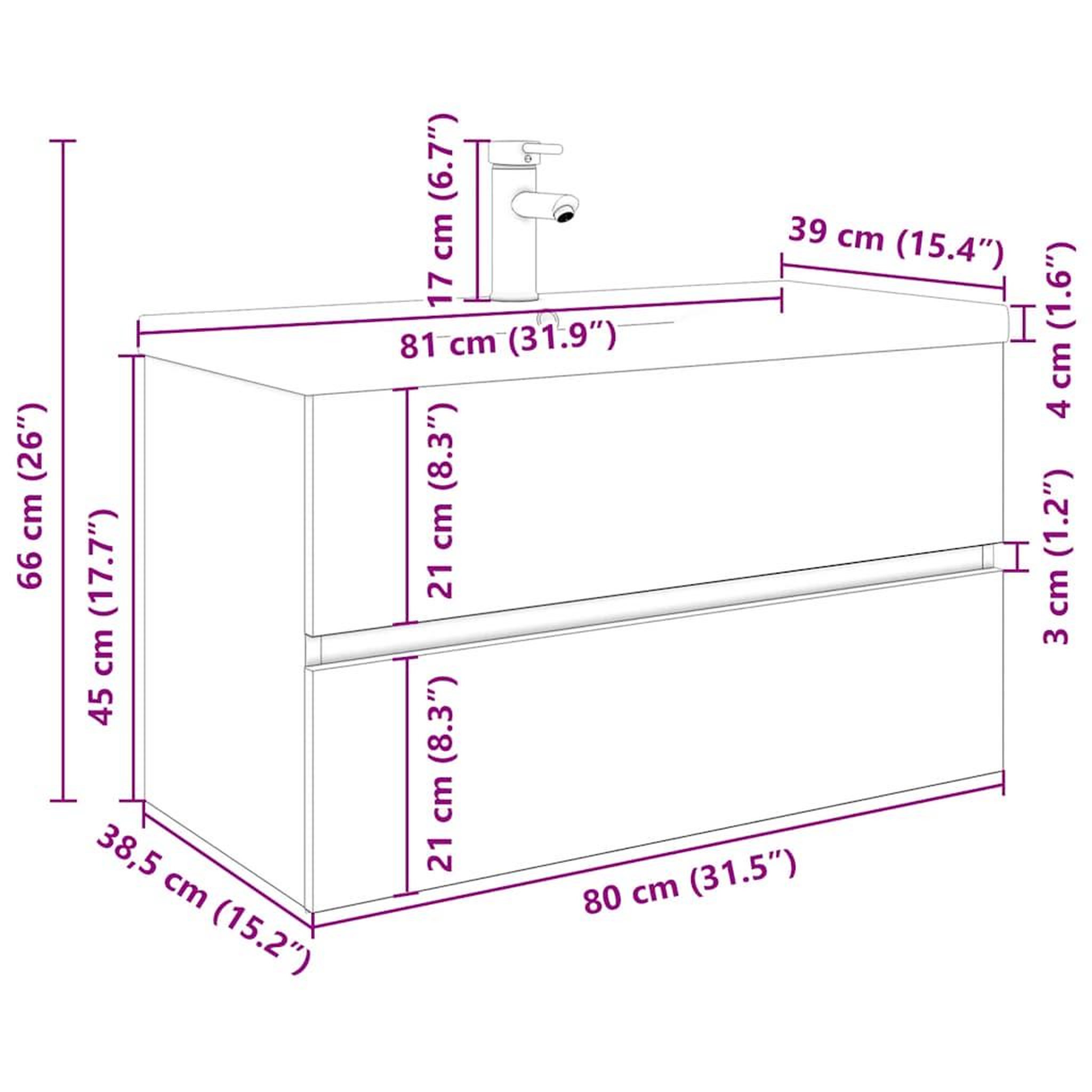 Voir la diapositive 6 : VIDAXL Meuble lavabo avec bassin et robinet integres vieux bois