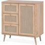 Voir la diapositive 6 : MARKET24 Commode - 3 tiroirs - 1 porte - Décor Cannage - L80,9 x H84 x P40 cm