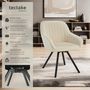 Voir la diapositive 2 : tectake Chaise pivotante avec accoudoirs rembourrée aspect velours crème Lot de 6