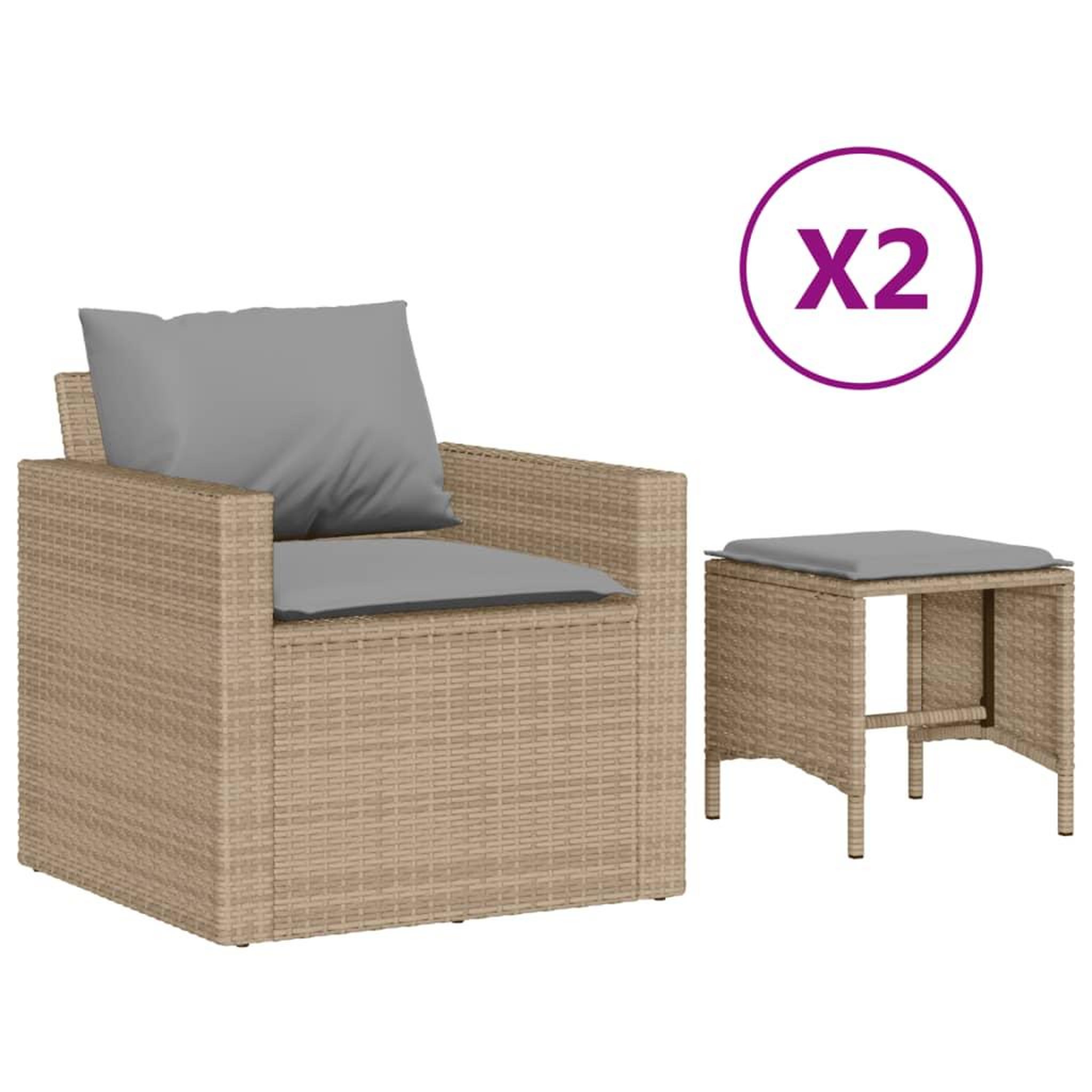 Voir la diapositive 2 : VIDAXL Salon de jardin avec coussins 4 pcs beige resine tressee