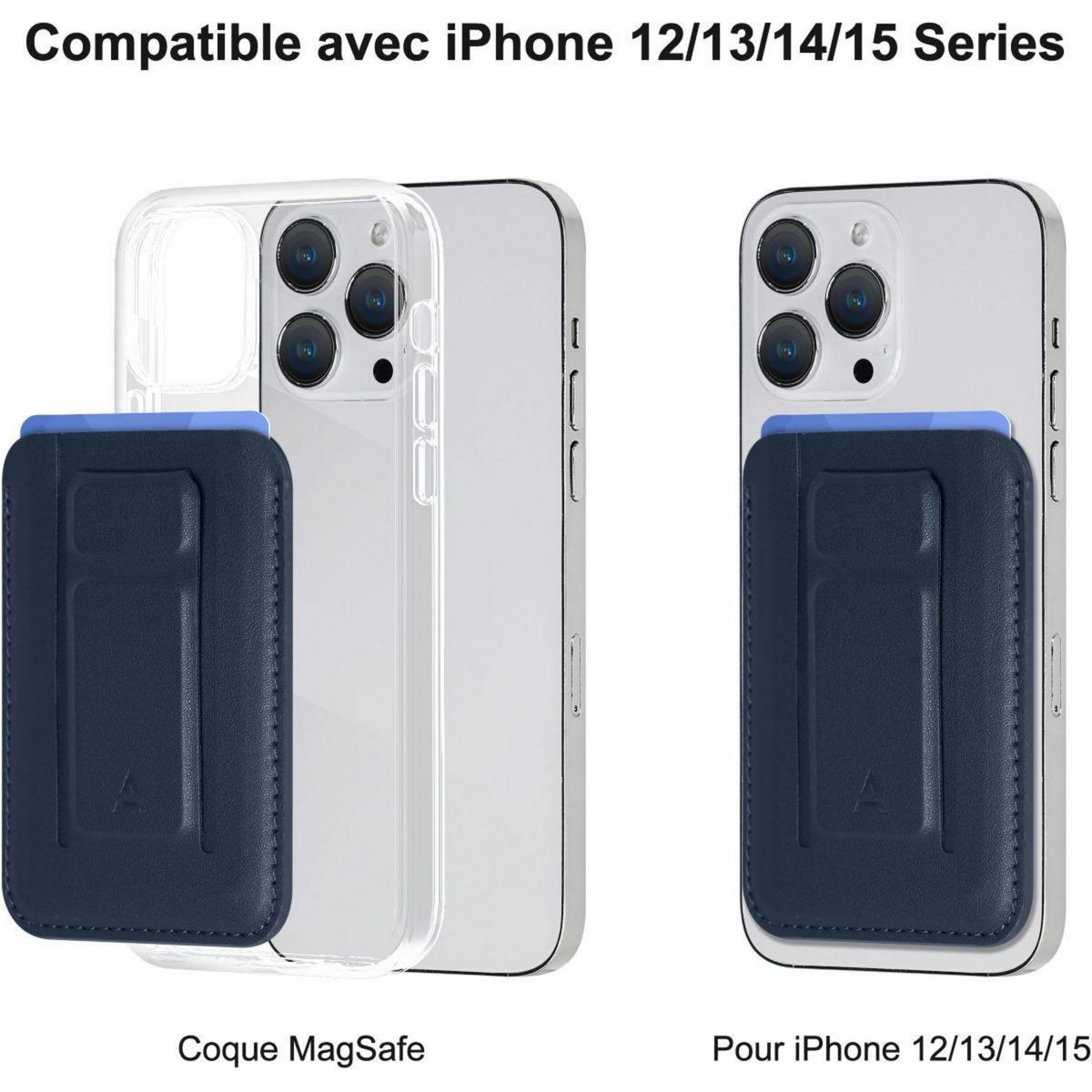 ADEQWAT Porte-cartes magnétique avec support Bleu