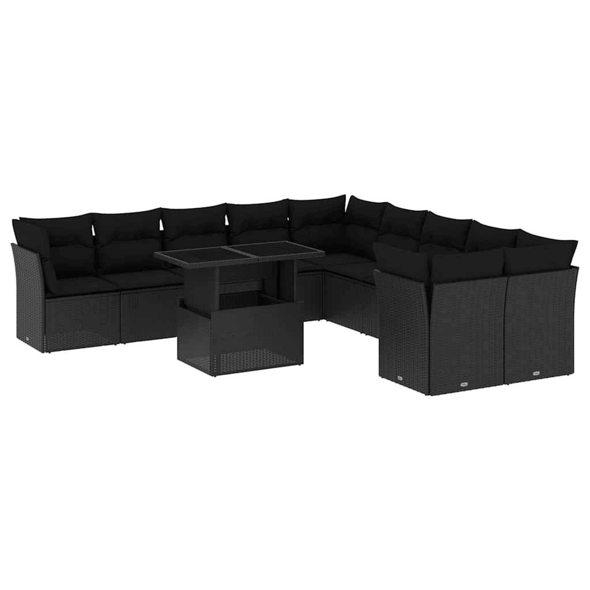 Voir la diapositive 2 : VIDAXL Salon de jardin 11 pcs avec coussins noir resine tressee