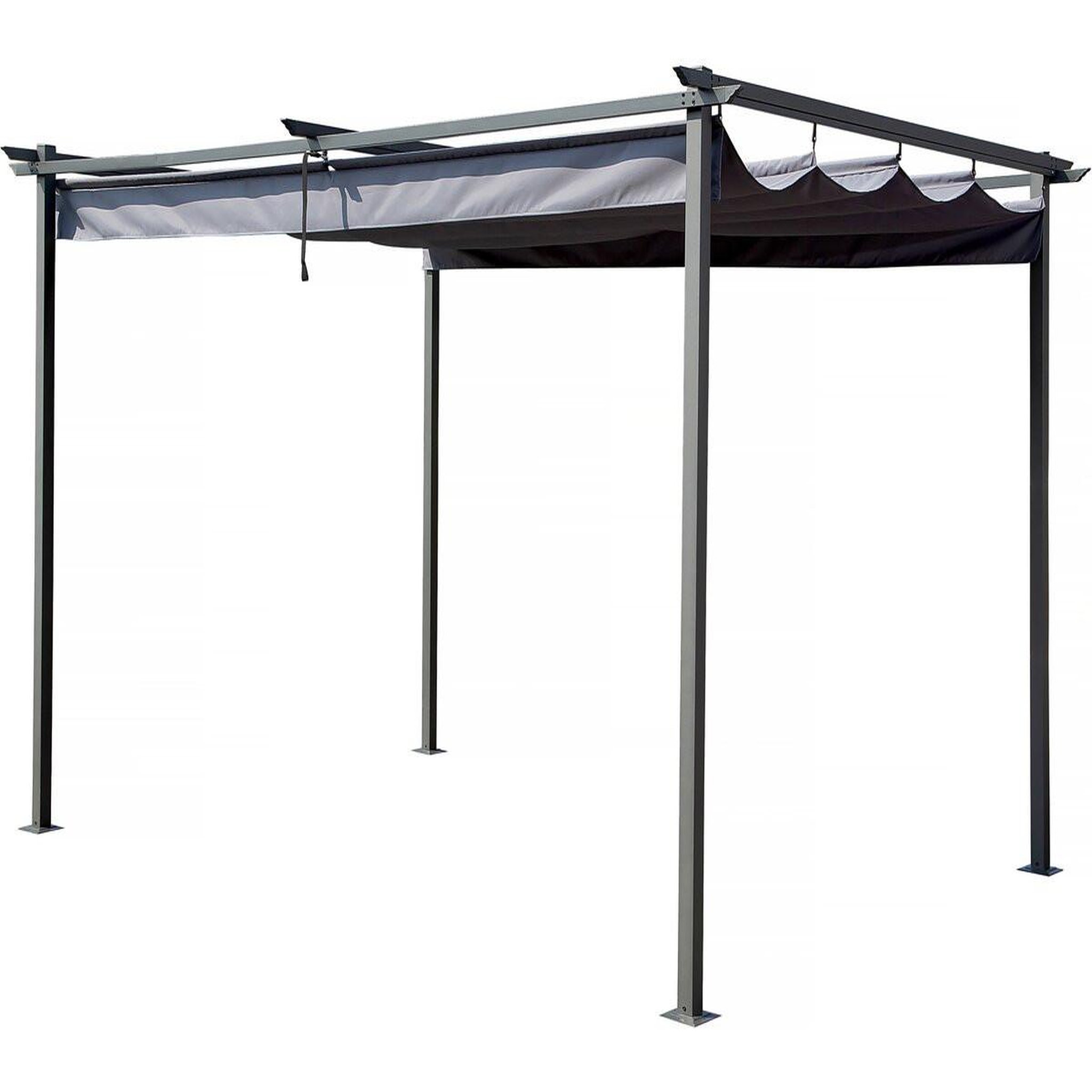 Habitat et Jardin Pergola en métal avec toit rétractable - 3 x 4 m - gris