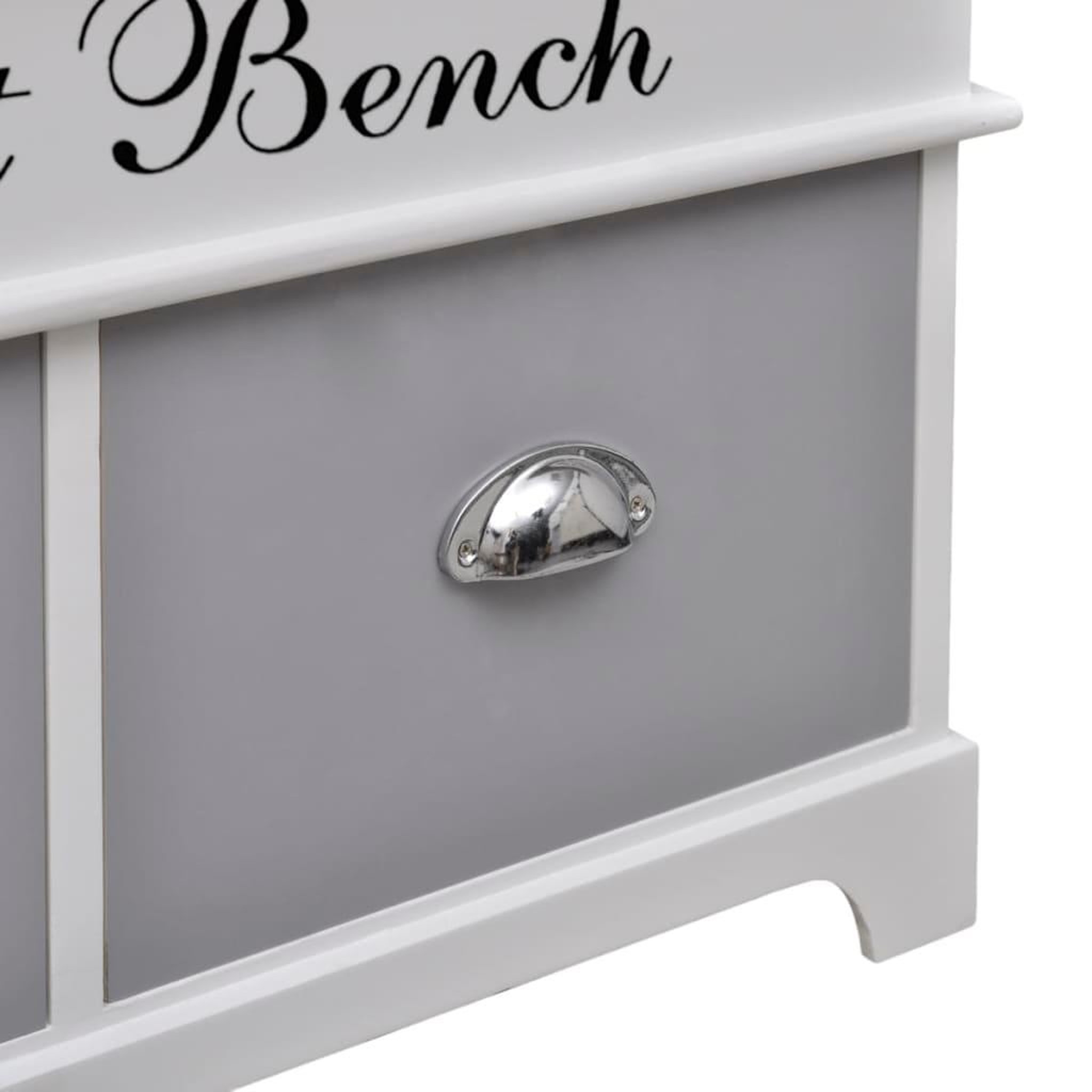 Voir la diapositive 5 : VIDAXL Banc d'entree et de rangement avec coussin gris 2 tiroirs blanc