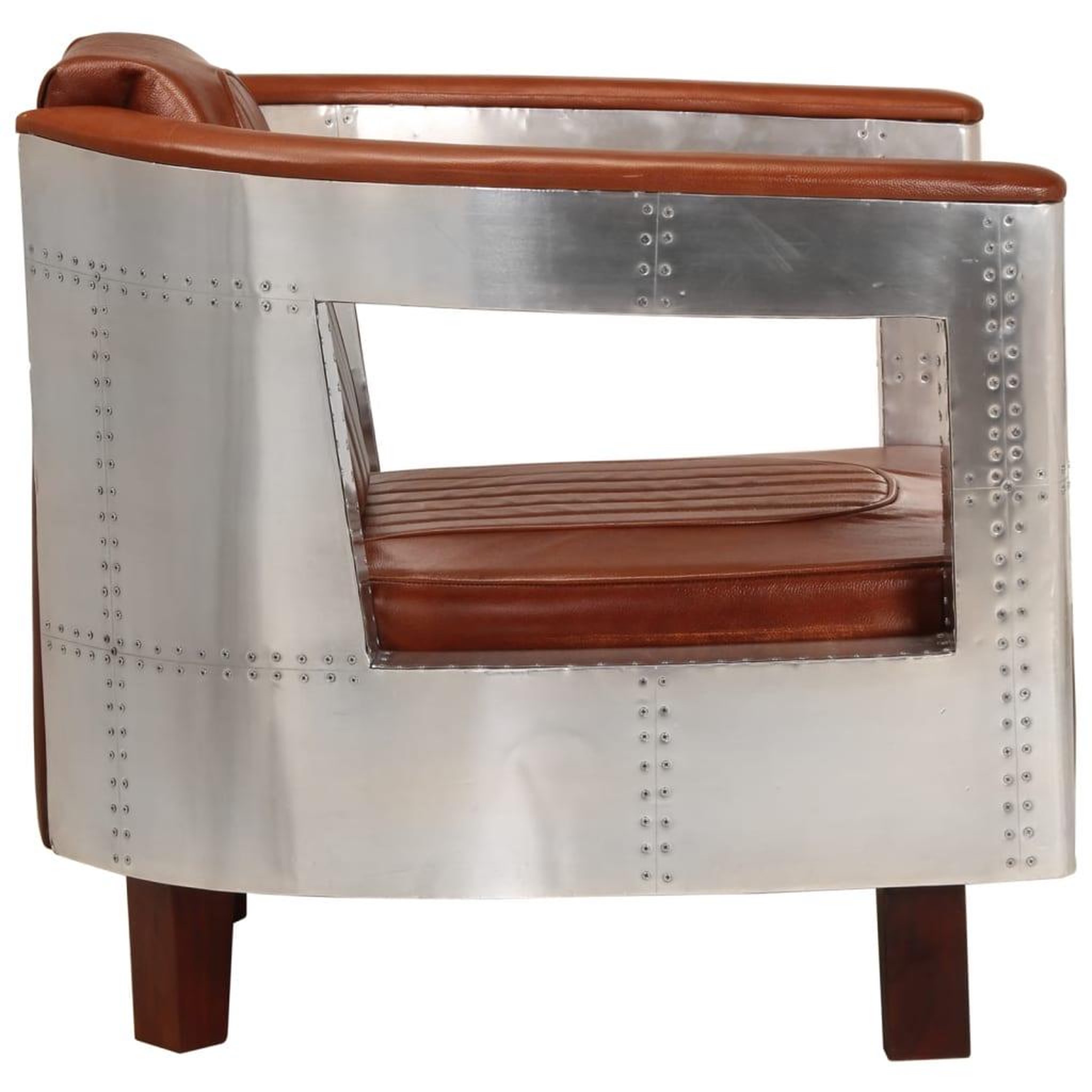 Voir la diapositive 3 : VIDAXL Fauteuil en style d'aviation marron cuir veritable