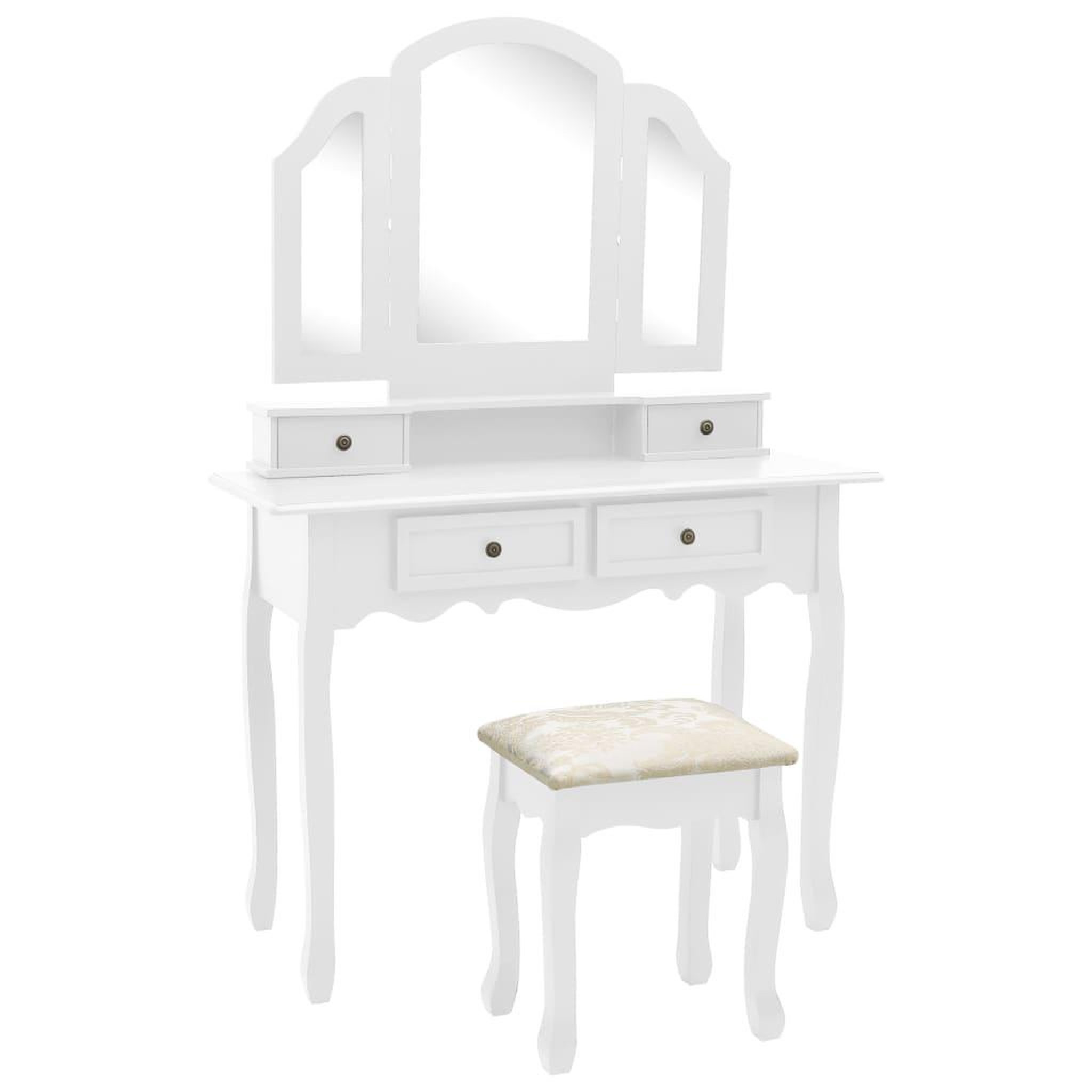 Voir la diapositive 1 : VIDAXL Ensemble de coiffeuse et tabouret Blanc 100x40x146 cm Paulownia
