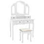 Voir la diapositive 1 : VIDAXL Ensemble de coiffeuse et tabouret Blanc 100x40x146 cm Paulownia