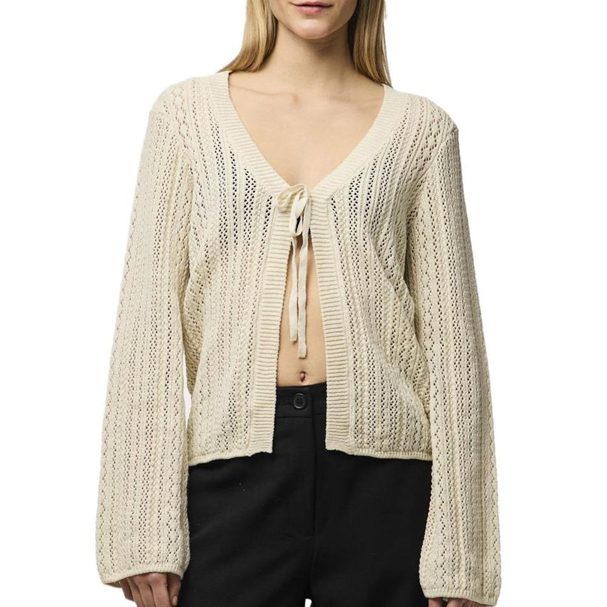 Pieces Cardigan Écru Femme Pieces Pcnuka Knit