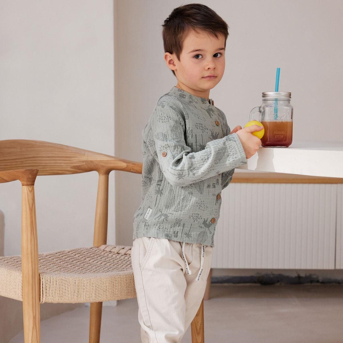 Petit Béguin Chemise bébé en gaze de coton Gao