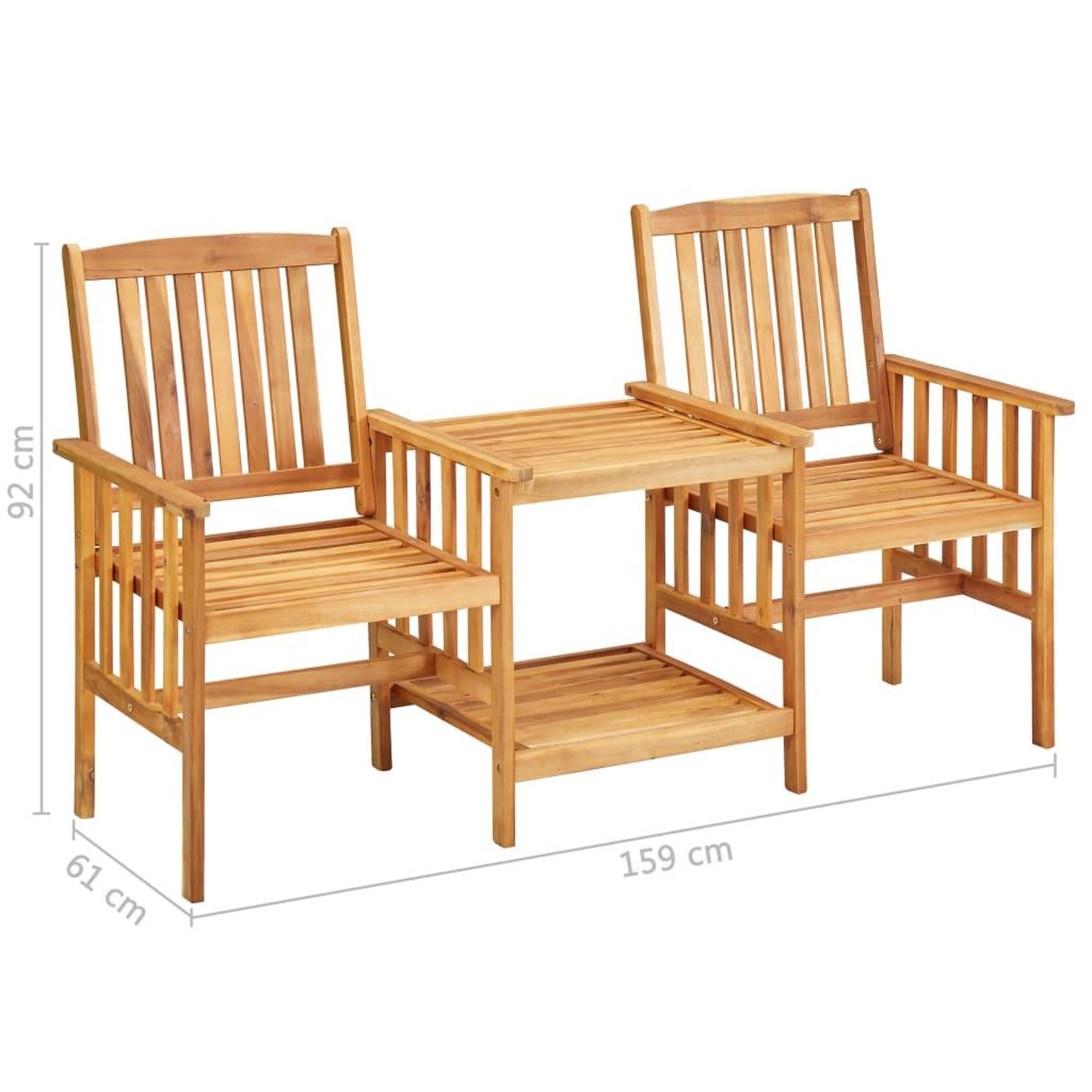 Voir la diapositive 6 : VIDAXL Chaises de jardin avec table a the et coussins Acacia solide