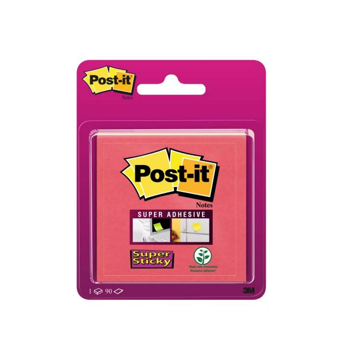 POST-IT Bloc note super sticky 90 feuilles 76 x 76mm coquelicot