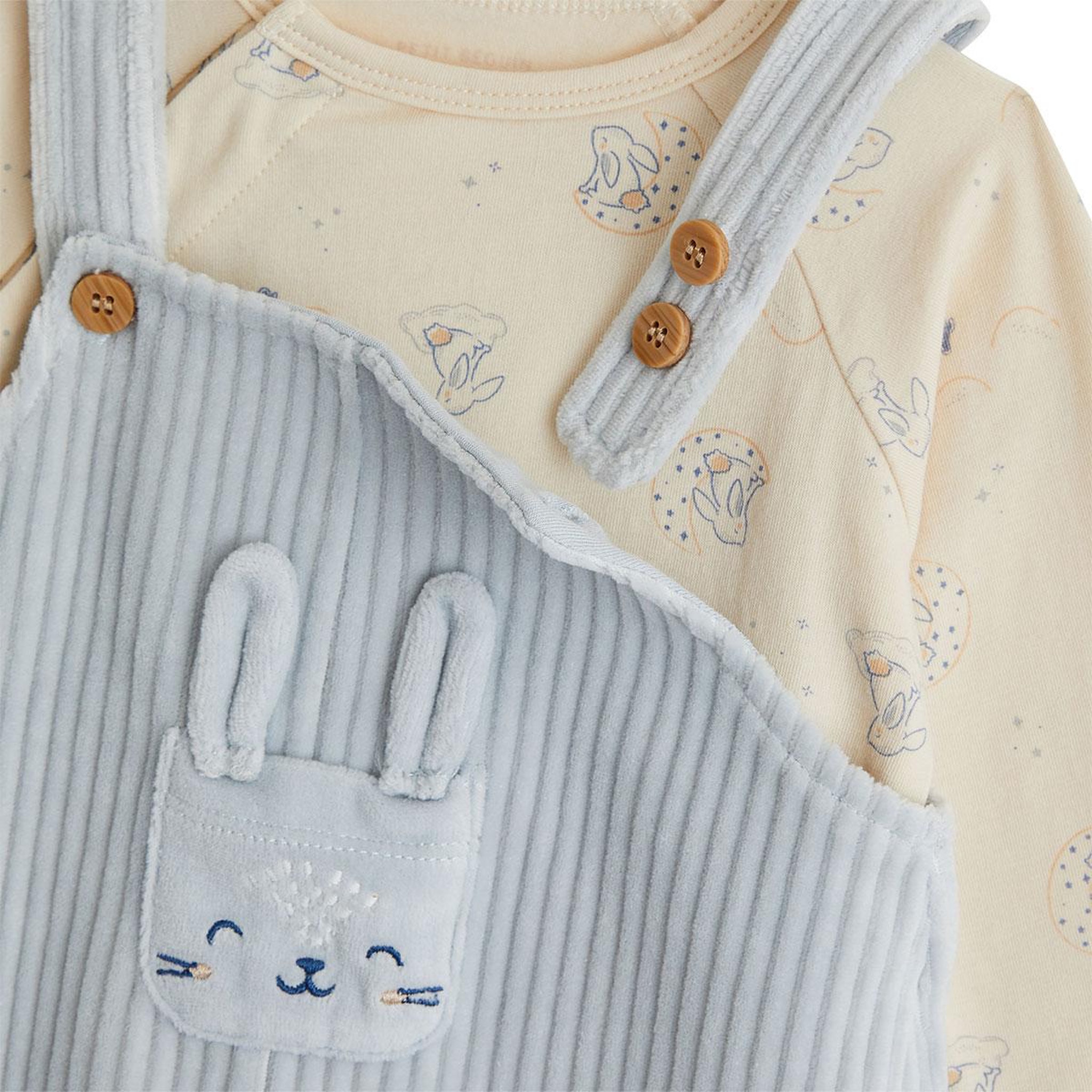 Voir la diapositive 3 : PETIT BEGUIN Ensemble salopette bébé en velours et t-shirt voix lactée