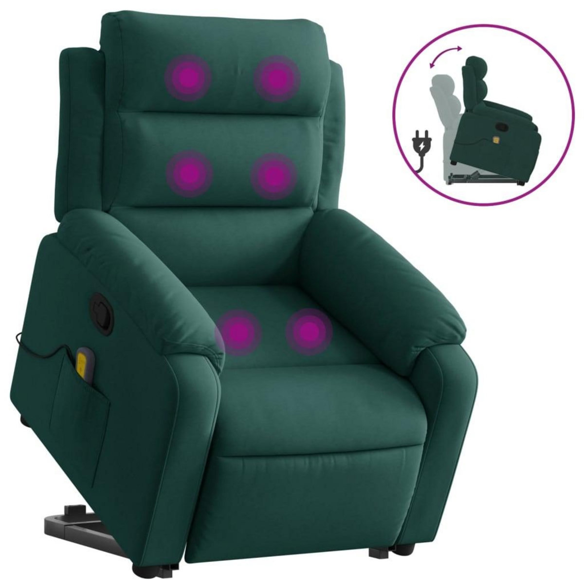 VIDAXL Fauteuil de massage inclinable Vert fonce Velours