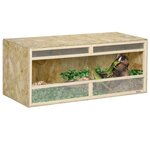 PAWHUT Terrarium - vivarium reptiles & batraciens - 2 portes coulissantes verre trempé - parois frontales maillées - OSB métal
