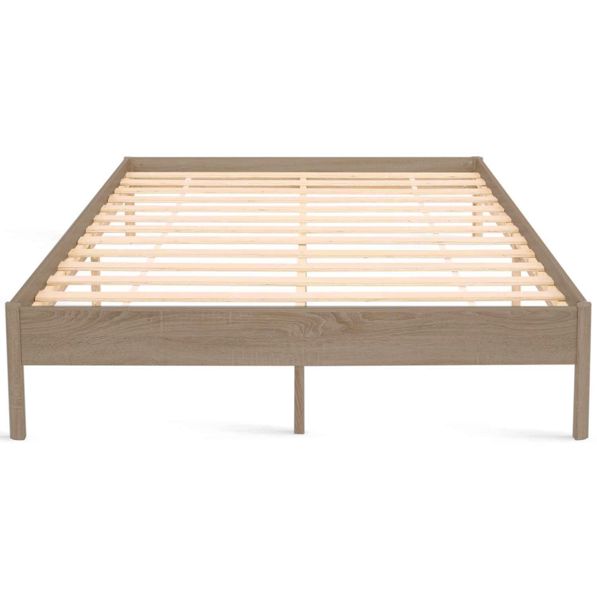 ID MARKET Cadre de lit double YAKUTA avec sommier 140 x 190 cm effet bois naturel