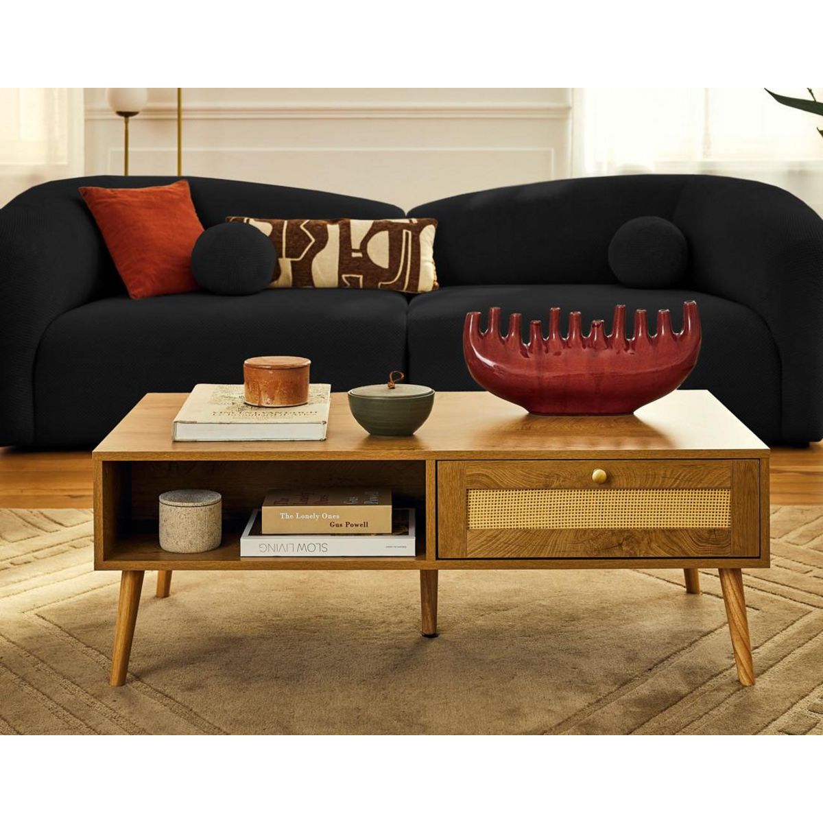 LISA DESIGN Charles - canapé droit 4 places en velours texturé